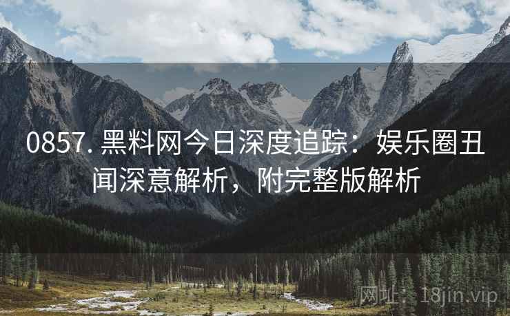 0857. 黑料网今日深度追踪：娱乐圈丑闻深意解析，附完整版解析