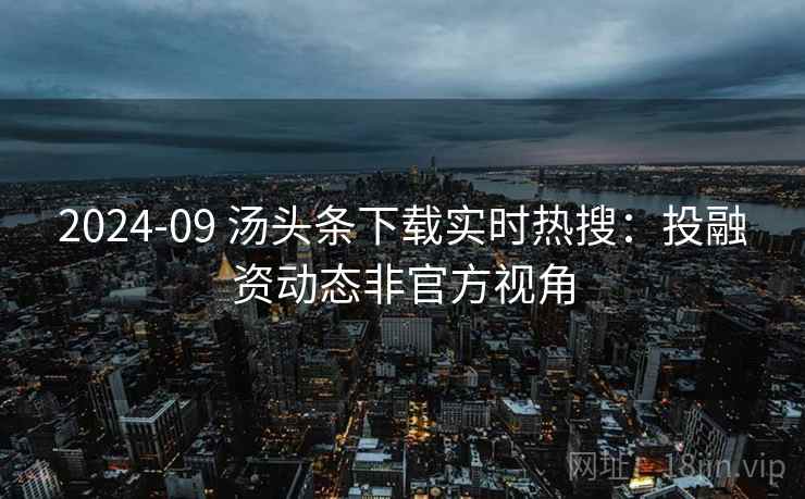 2024-09 汤头条下载实时热搜：投融资动态非官方视角