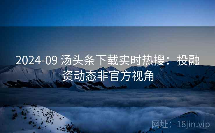 2024-09 汤头条下载实时热搜：投融资动态非官方视角