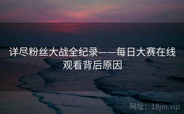 详尽粉丝大战全纪录——每日大赛在线观看背后原因