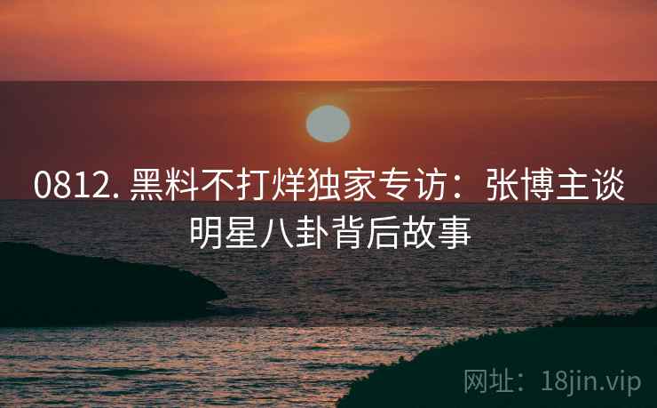 0812. 黑料不打烊独家专访：张博主谈明星八卦背后故事