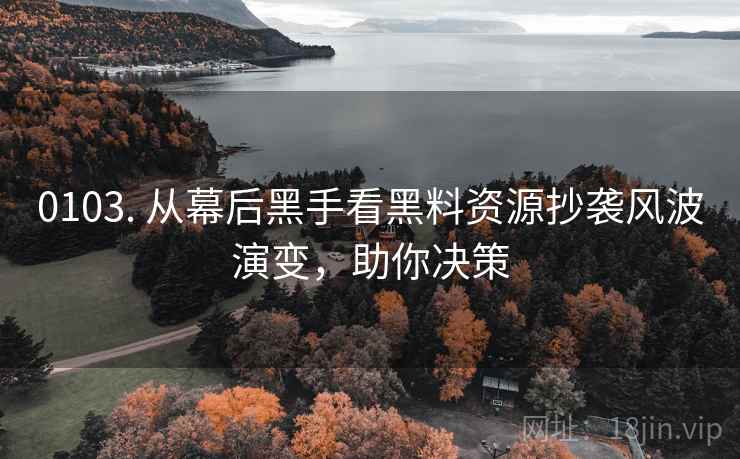 0103. 从幕后黑手看黑料资源抄袭风波演变，助你决策