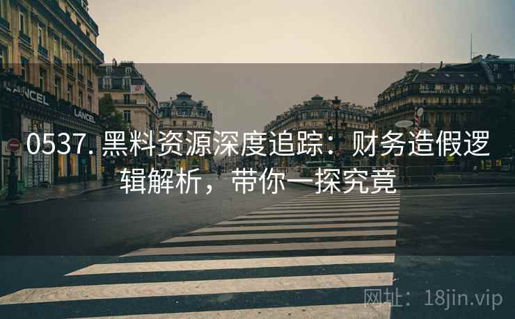 0537. 黑料资源深度追踪：财务造假逻辑解析，带你一探究竟