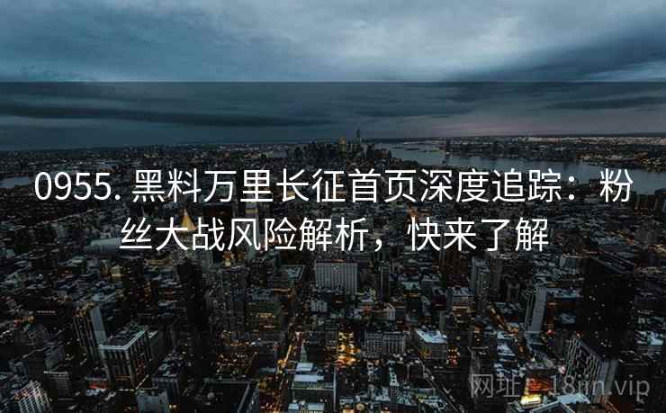 0955. 黑料万里长征首页深度追踪：粉丝大战风险解析，快来了解