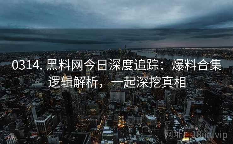 0314. 黑料网今日深度追踪：爆料合集逻辑解析，一起深挖真相